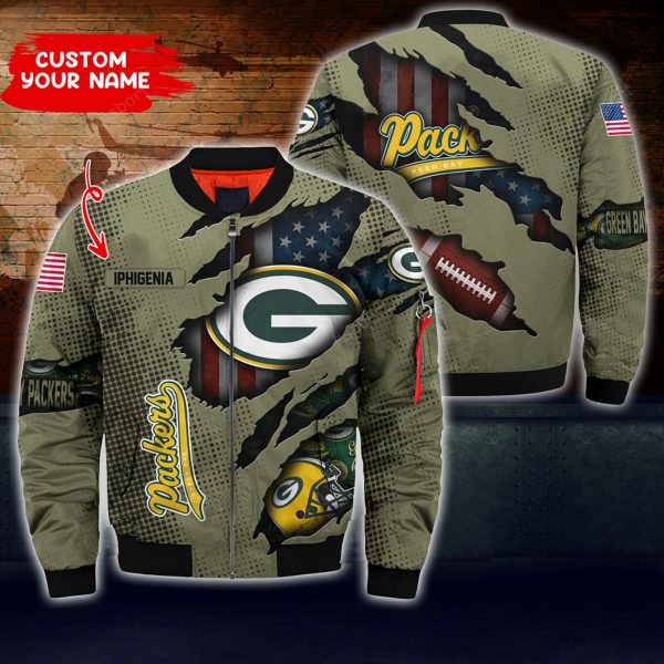 Green Bay Packers Personalized Thick Bomber Jacket CS51