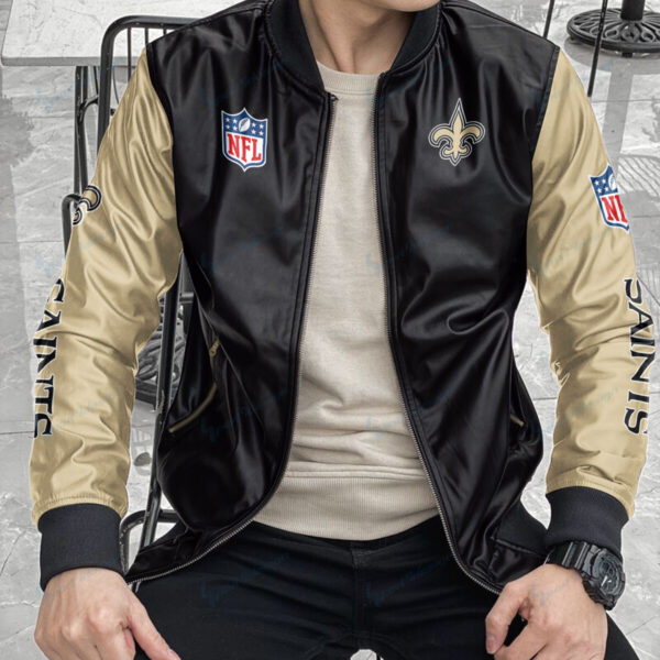 New Orleans Saints New Leather Bomber Jacket 153 – Sportique-shop.com
