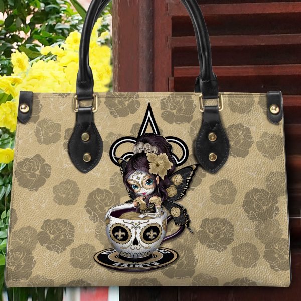 New Orleans Saints Personalized Leather Hand Bag BB70 - Image 2