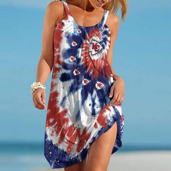 Kansas City Chiefs Tie Dye Independence Day Summer Beach Dress BG330