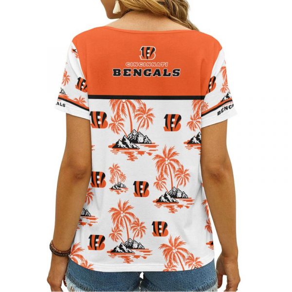 Cincinnati Bengals Summer Collection V-neck Women T-shirt | Shorts BG699 - Image 2