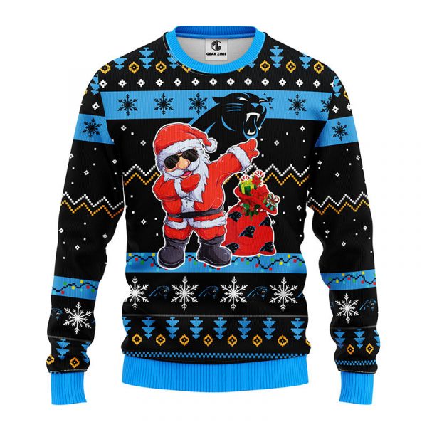 Carolina Panthers Dabbing Santa Claus Ugly Christmas Sweater BGSWT160