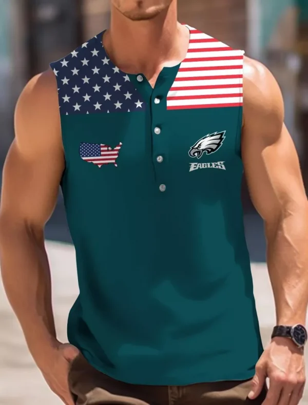 Philadelphia Eagles  Button Tank Tops Sleeveless Summer Shirt BTSSS073