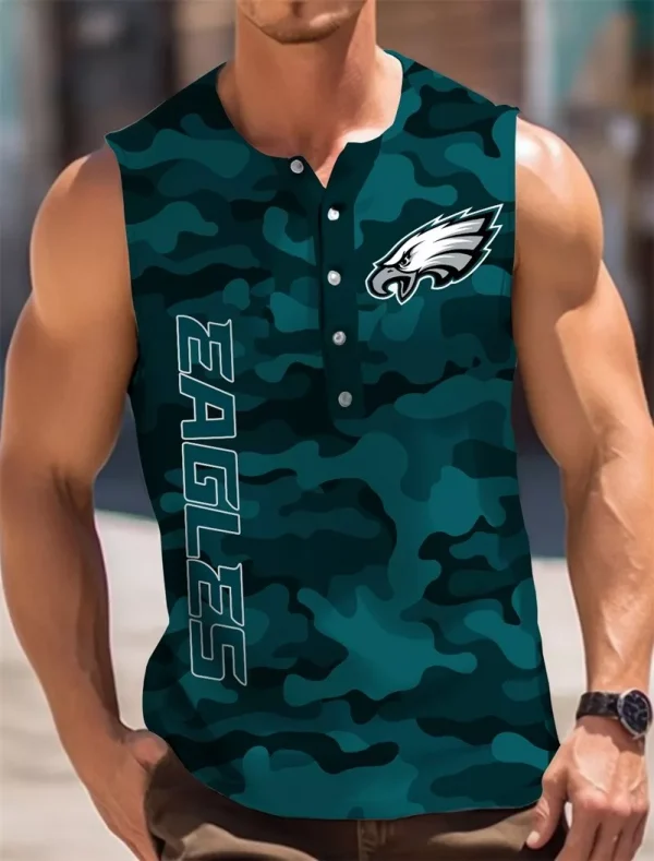 Philadelphia Eagles  Button Tank Tops Sleeveless Summer Shirt BTSSS074