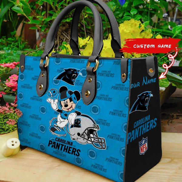 Carolina Panthers Personalized Leather Hand Bag BB434