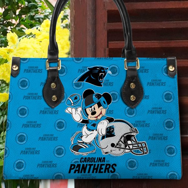 Carolina Panthers Personalized Leather Hand Bag BB434 - Image 2