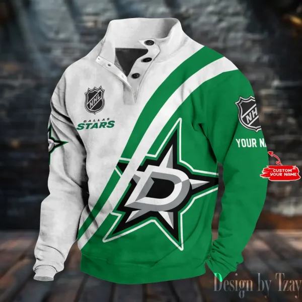 SPTS9DBSCH333-Dallas Stars NHL Double Breasted Stand Collar Hoodies DV12