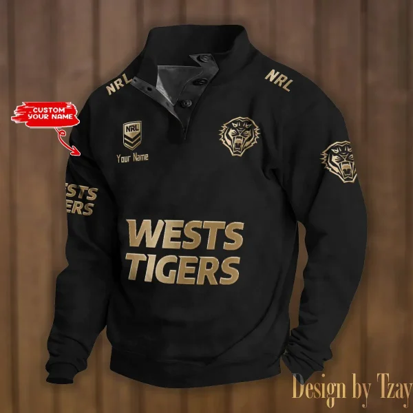 SPTS9DBSCH409-Wests Tigers NRL Double Breasted Stand Collar Hoodies DV13