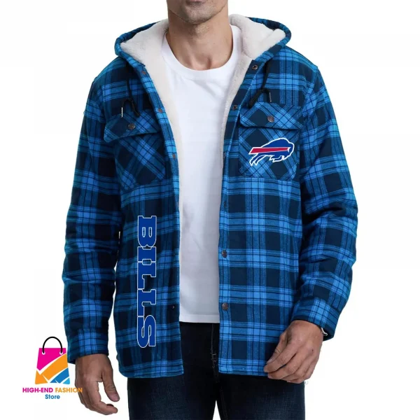 SPTS9MFHLS004- Buffalo Bills Men Fleece Hooded Long Sleeve - Image 3