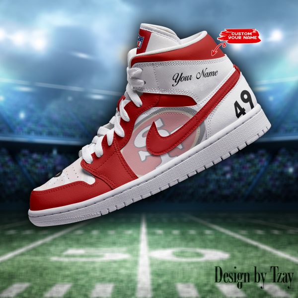 SPTBGAJ1S060-San Francisco 49ers NFL Air Jordan 1 Sneakers DV19 - Image 2