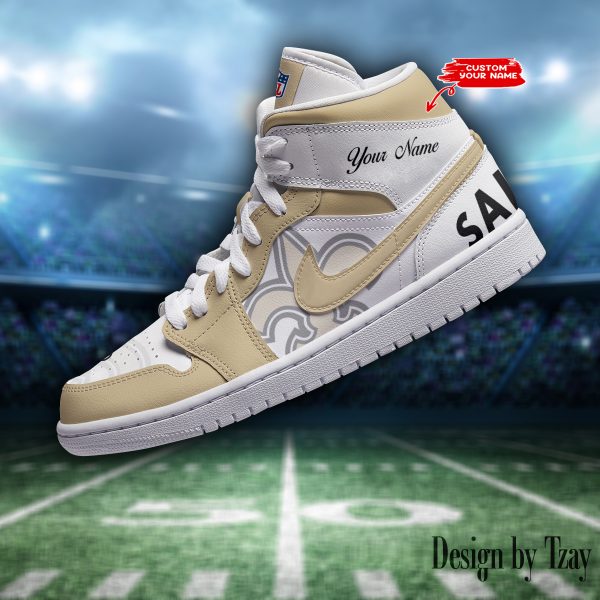 SPTBGAJ1S055-New Orleans Saints NFL Air Jordan 1 Sneakers DV19 - Image 2