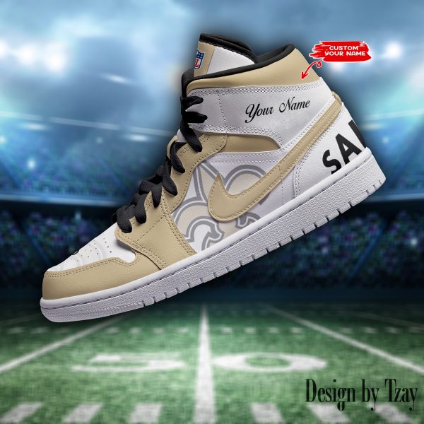 SPTBGAJ1S055-New Orleans Saints NFL Air Jordan 1 Sneakers DV19 - Image 3