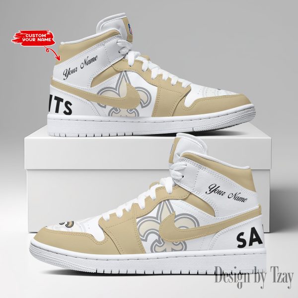 SPTBGAJ1S055-New Orleans Saints NFL Air Jordan 1 Sneakers DV19 - Image 4