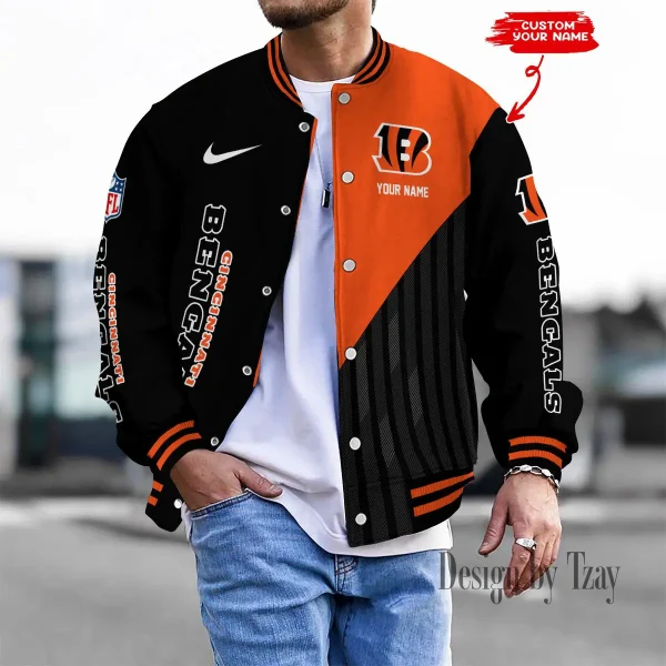 SPTBBJACKET103-Cincinnati Bengals Personalized New Baseball Jacket Gifts For Fan