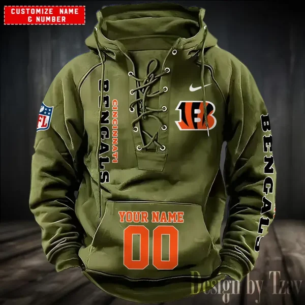 SPTS9HLUH039-Cincinnati Bengals Men's Hooded Lace-up Hoodie