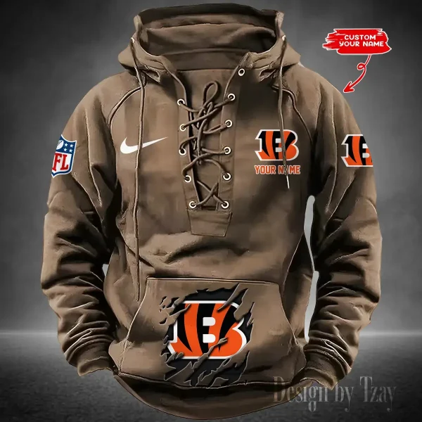 SPTS9HLUH007-Cincinnati Bengals Men's Hooded Lace-up Hoodie