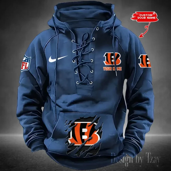 SPTS9HLUH007-Cincinnati Bengals Men's Hooded Lace-up Hoodie - Image 2