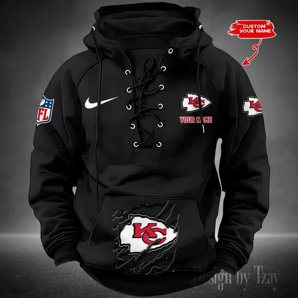 SPTS9HLUH016-Kansas City Chiefs Men's Hooded Lace-up Hoodie