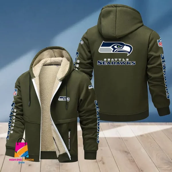 Seattle Seahawks Multicolor Thickened Zipper Hoodies ANZTZH029 - Image 9