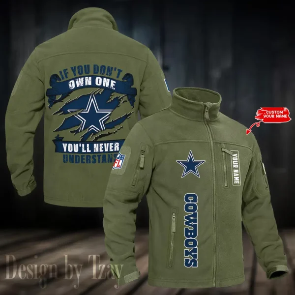 Dallas Cowboys Stand Collar Zip Up Hiking Fleece Jacket SPTMZHFJ009 - Image 3