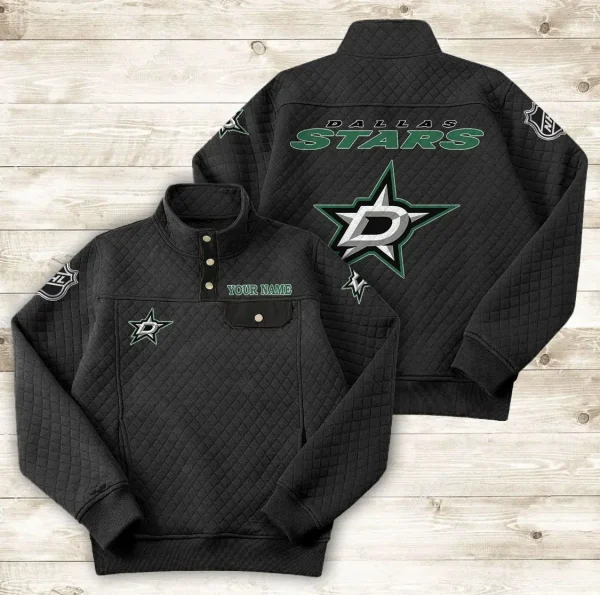 Dallas Stars PURDL049 Button Stand-up Collar Sweatshirt - Image 2