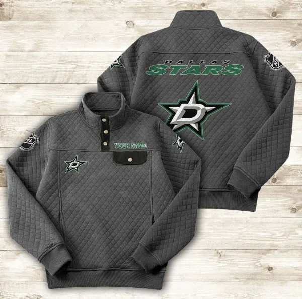 Dallas Stars PURDL049 Button Stand-up Collar Sweatshirt - Image 3