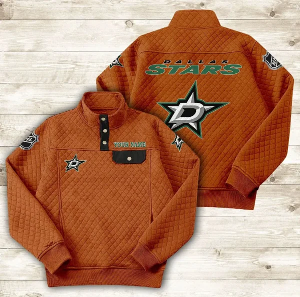 Dallas Stars PURDL049 Button Stand-up Collar Sweatshirt - Image 5