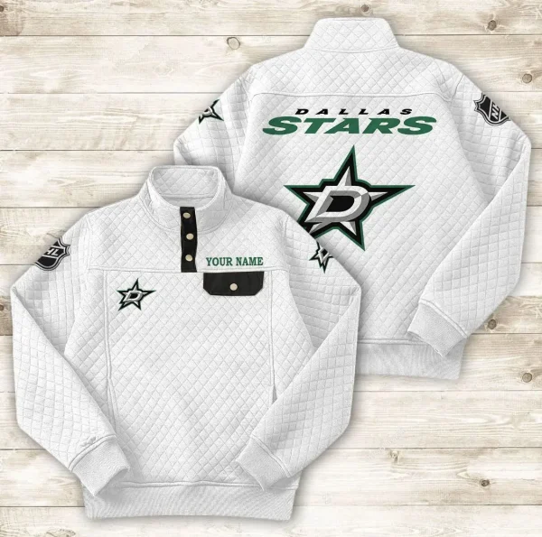 Dallas Stars PURDL049 Button Stand-up Collar Sweatshirt - Image 6