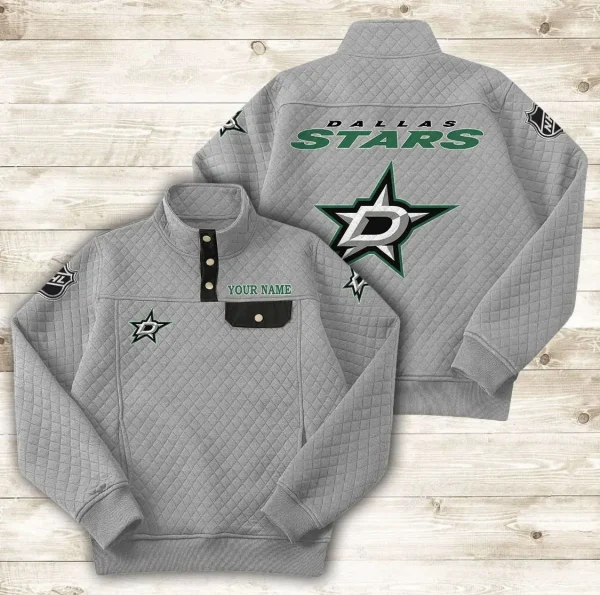 Dallas Stars PURDL049 Button Stand-up Collar Sweatshirt