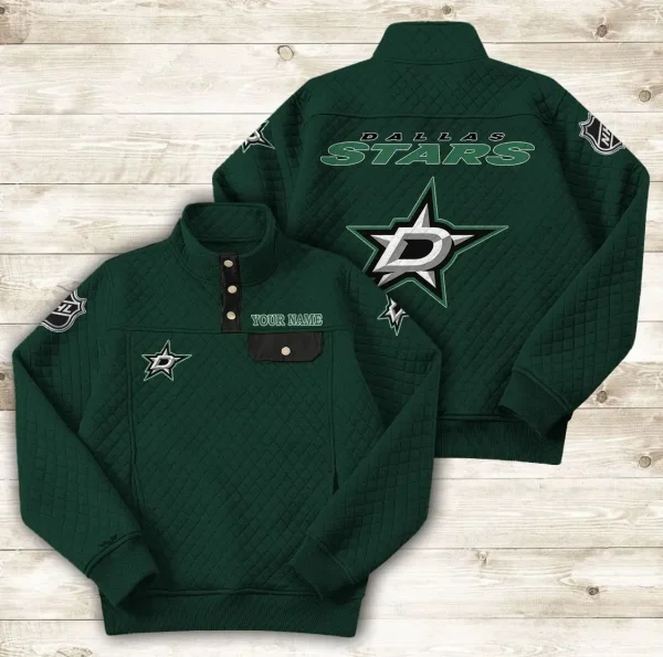 Dallas Stars PURDL049 Button Stand-up Collar Sweatshirt - Image 7