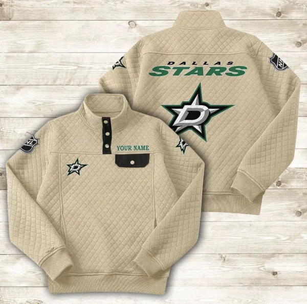 Dallas Stars PURDL049 Button Stand-up Collar Sweatshirt - Image 8