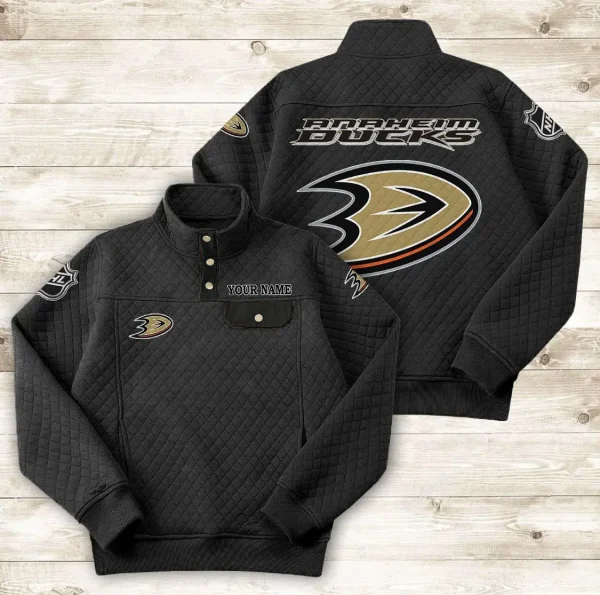 Anaheim Ducks PURDL040 Button Stand-up Collar Sweatshirt - Image 2