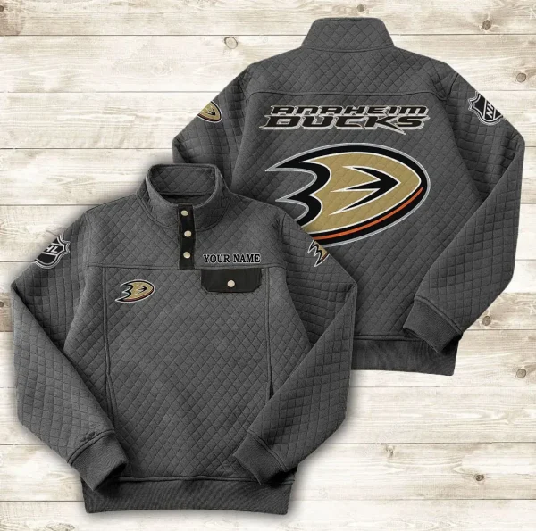 Anaheim Ducks PURDL040 Button Stand-up Collar Sweatshirt - Image 3