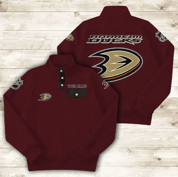 Anaheim Ducks PURDL040 Button Stand-up Collar Sweatshirt - Image 4