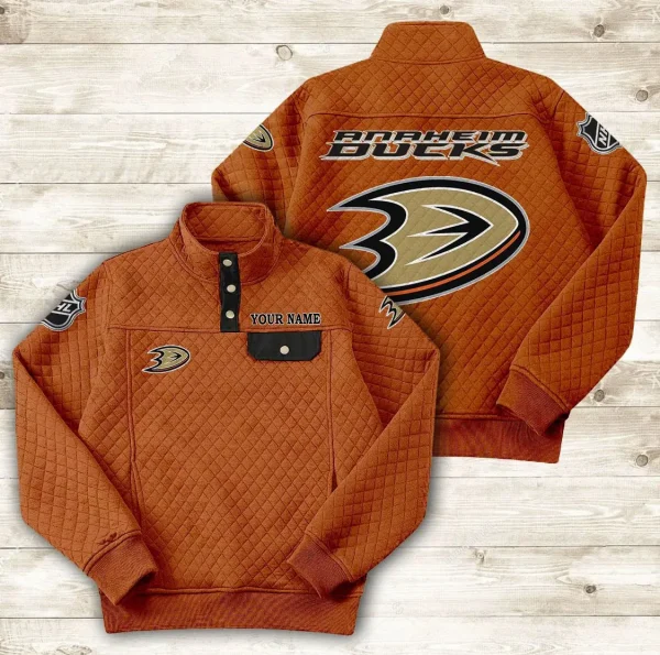 Anaheim Ducks PURDL040 Button Stand-up Collar Sweatshirt - Image 5