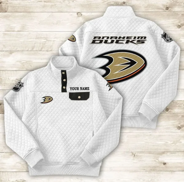 Anaheim Ducks PURDL040 Button Stand-up Collar Sweatshirt