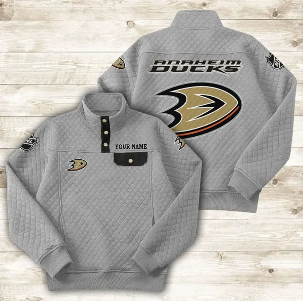 Anaheim Ducks PURDL040 Button Stand-up Collar Sweatshirt - Image 6