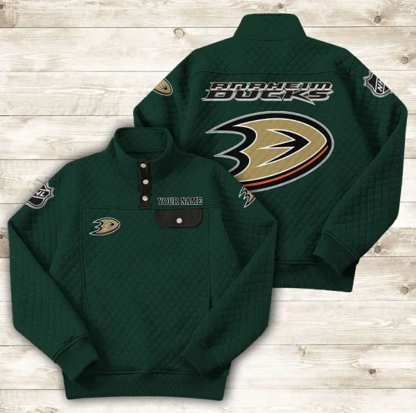 Anaheim Ducks PURDL040 Button Stand-up Collar Sweatshirt - Image 7