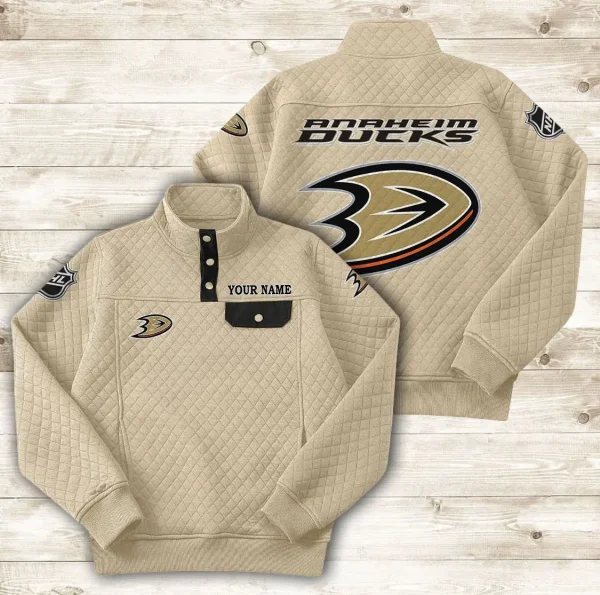 Anaheim Ducks PURDL040 Button Stand-up Collar Sweatshirt - Image 8