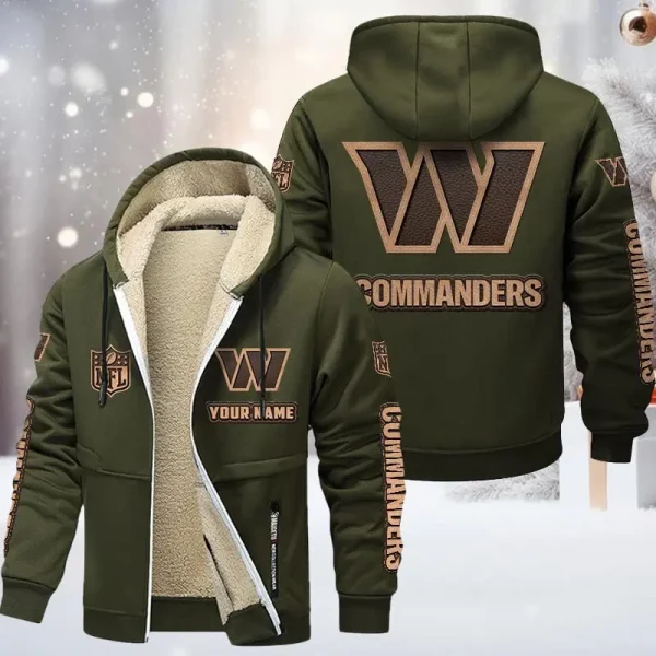 Washington Commanders DMTZ0869 Hoodie Zip Velvet Coat - Image 2