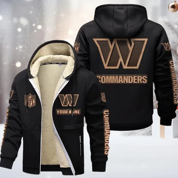 Washington Commanders DMTZ0869 Hoodie Zip Velvet Coat - Image 3