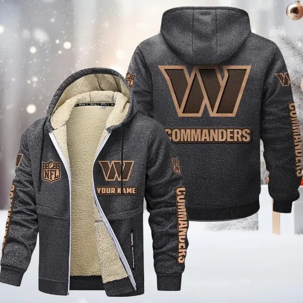 Washington Commanders DMTZ0869 Hoodie Zip Velvet Coat - Image 5