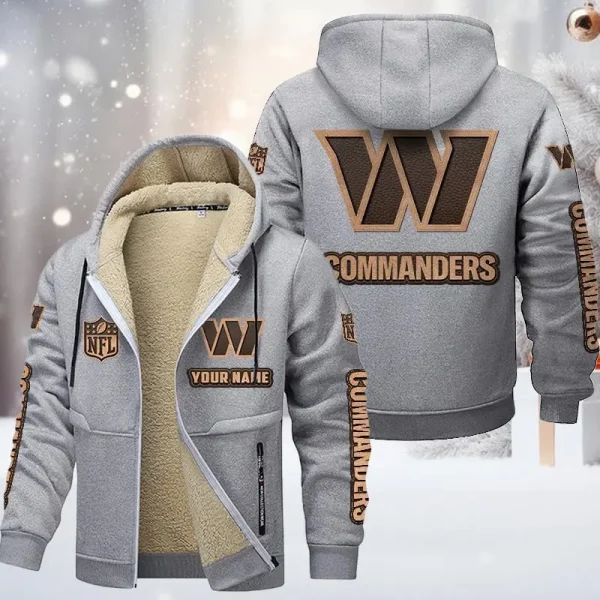 Washington Commanders DMTZ0869 Hoodie Zip Velvet Coat - Image 6