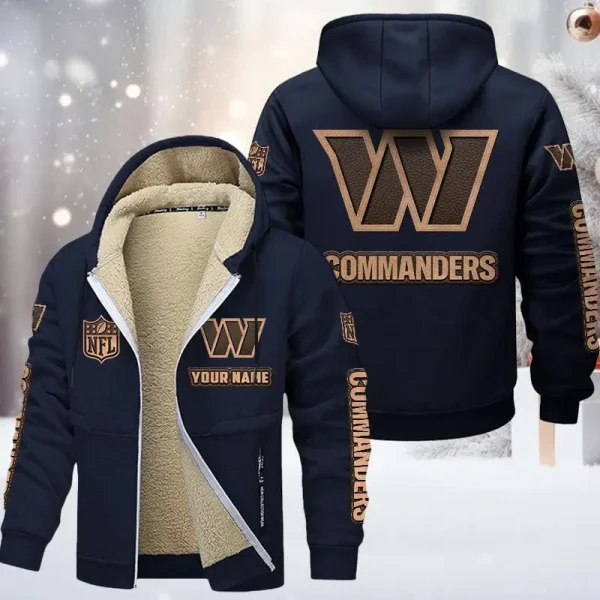 Washington Commanders DMTZ0869 Hoodie Zip Velvet Coat - Image 7