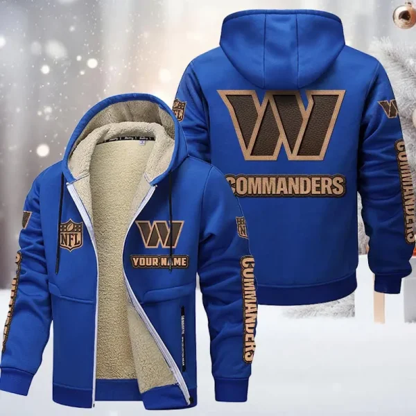 Washington Commanders DMTZ0869 Hoodie Zip Velvet Coat - Image 8