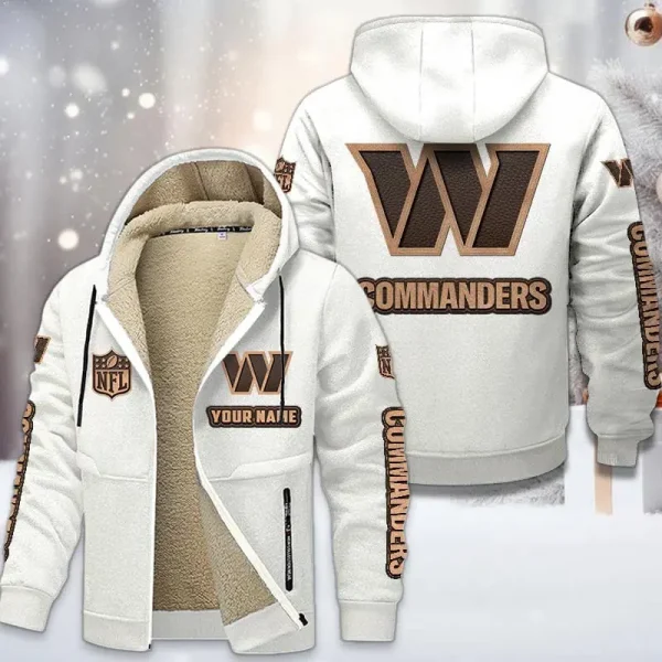 Washington Commanders DMTZ0869 Hoodie Zip Velvet Coat - Image 9