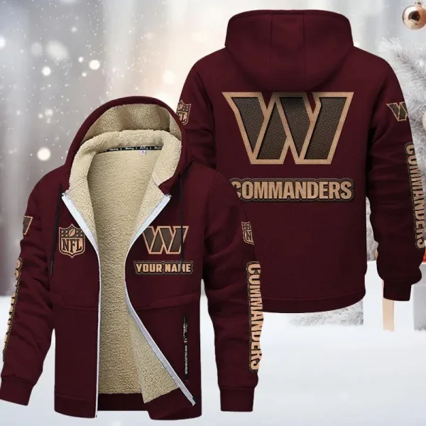 Washington Commanders DMTZ0869 Hoodie Zip Velvet Coat - Image 10