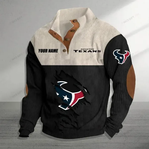 Houston Texans Color Block Stand Collar Sweatshirt CBSCS-X4V8W5