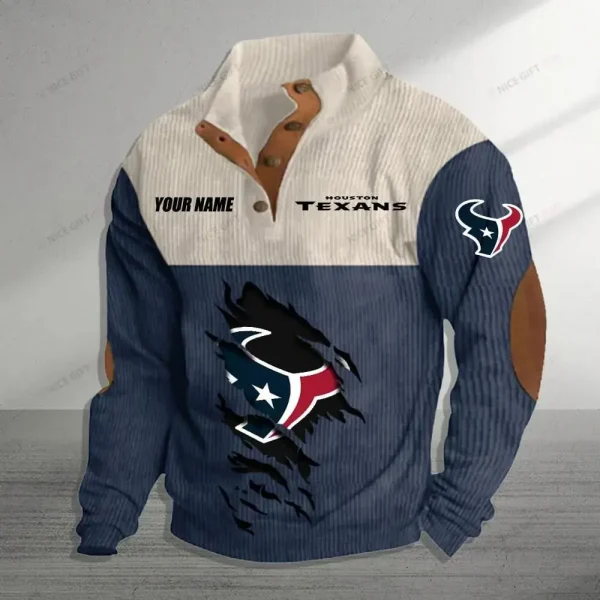 Houston Texans Color Block Stand Collar Sweatshirt CBSCS-X4V8W5 - Image 2