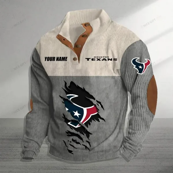 Houston Texans Color Block Stand Collar Sweatshirt CBSCS-X4V8W5 - Image 3